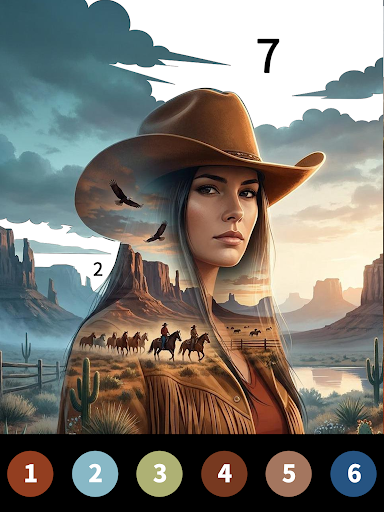 Wild West Color by Number Book Screenshot 8